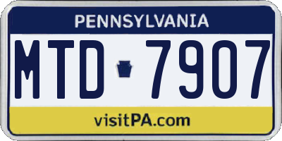 PA license plate MTD7907