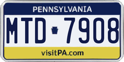 PA license plate MTD7908