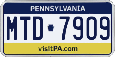 PA license plate MTD7909