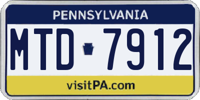 PA license plate MTD7912