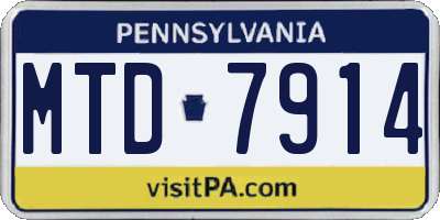 PA license plate MTD7914