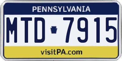 PA license plate MTD7915