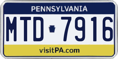 PA license plate MTD7916