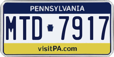 PA license plate MTD7917