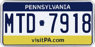 PA license plate MTD7918