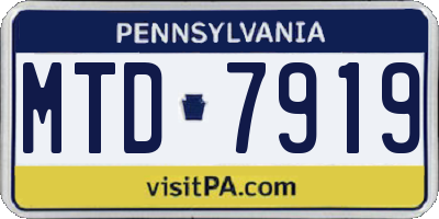 PA license plate MTD7919