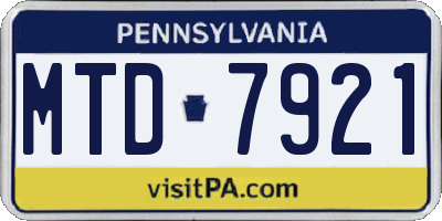 PA license plate MTD7921
