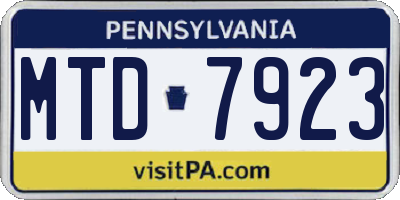 PA license plate MTD7923
