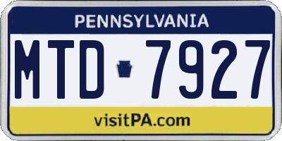 PA license plate MTD7927
