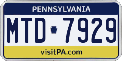 PA license plate MTD7929