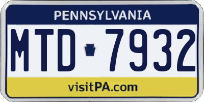 PA license plate MTD7932