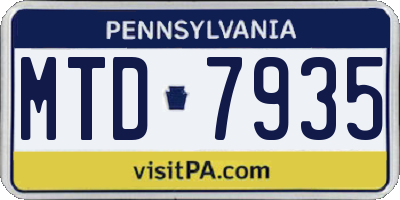 PA license plate MTD7935