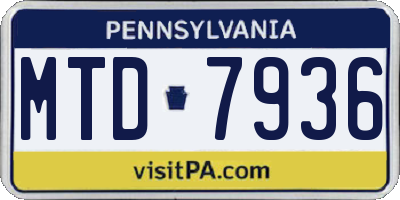 PA license plate MTD7936