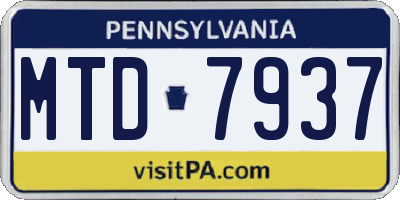 PA license plate MTD7937