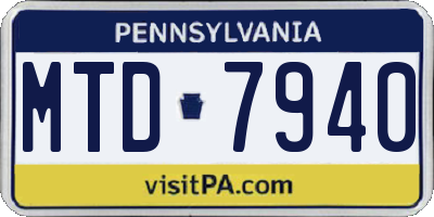 PA license plate MTD7940