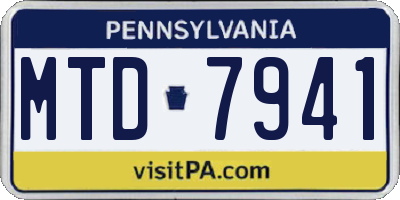 PA license plate MTD7941