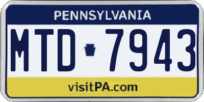 PA license plate MTD7943