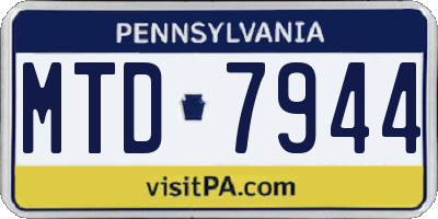 PA license plate MTD7944