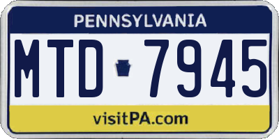 PA license plate MTD7945