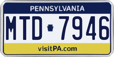 PA license plate MTD7946