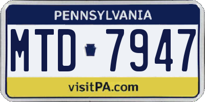 PA license plate MTD7947