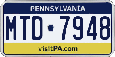 PA license plate MTD7948