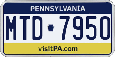 PA license plate MTD7950