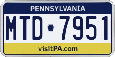 PA license plate MTD7951