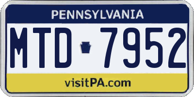 PA license plate MTD7952