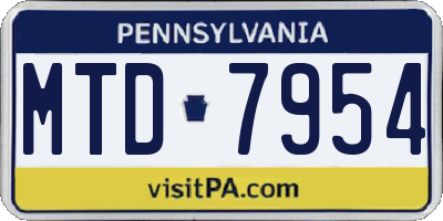 PA license plate MTD7954
