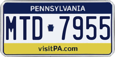 PA license plate MTD7955