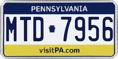PA license plate MTD7956