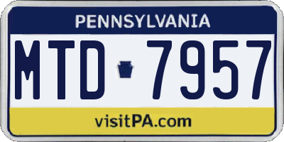 PA license plate MTD7957