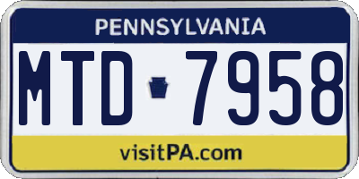 PA license plate MTD7958