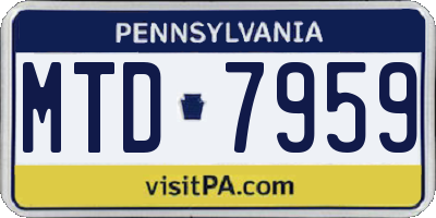PA license plate MTD7959