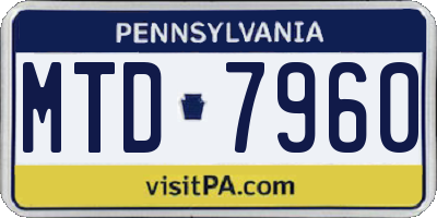 PA license plate MTD7960