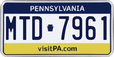 PA license plate MTD7961