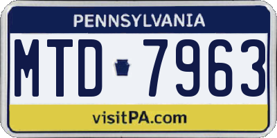 PA license plate MTD7963