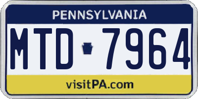 PA license plate MTD7964