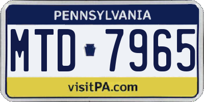 PA license plate MTD7965