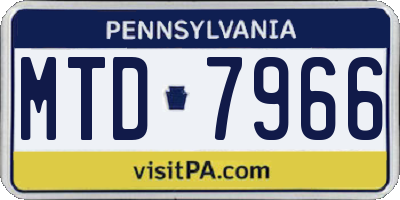 PA license plate MTD7966