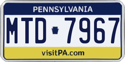 PA license plate MTD7967