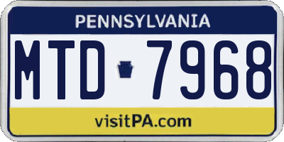 PA license plate MTD7968