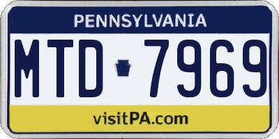 PA license plate MTD7969