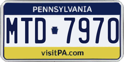 PA license plate MTD7970