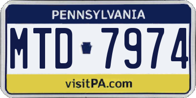 PA license plate MTD7974