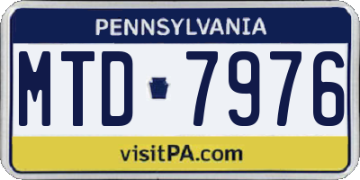 PA license plate MTD7976