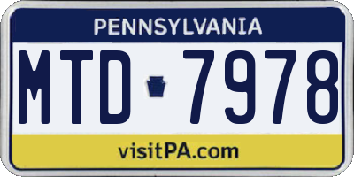PA license plate MTD7978