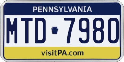 PA license plate MTD7980