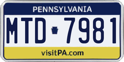 PA license plate MTD7981
